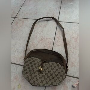 Gucci logo tote gg purse Monogram handbag Shoulder Bag crossbody tassel vintage